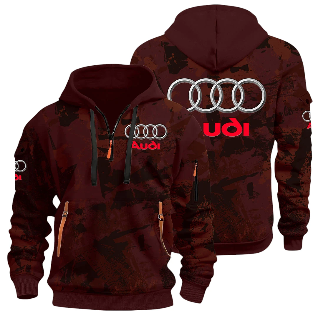 Allroad Half Zip Hoodie All Over Prints Sports Hoodie Style Y26QZ3H - Red Wine
