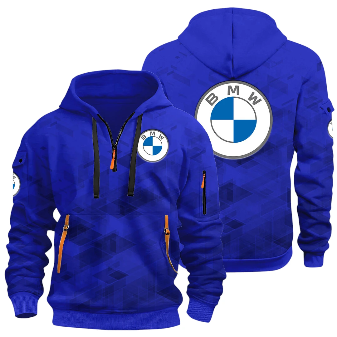 Luxury Car Half Zip Hoodie All Over Prints Multi Pockets Gift For Fan Y26QZ3H - Blue