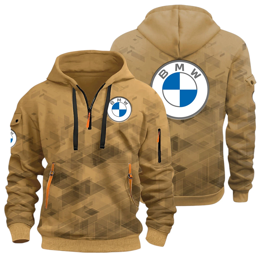 Luxury Car Half Zip Hoodie All Over Prints Multi Pockets Gift For Fan Y26QZ3H - Khaki