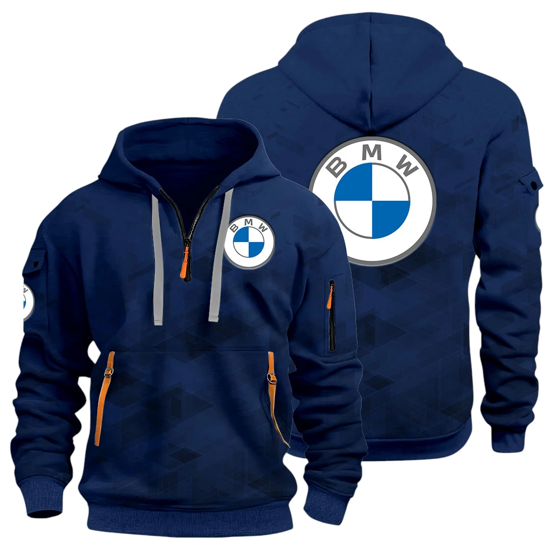 Luxury Car Half Zip Hoodie All Over Prints Multi Pockets Gift For Fan Y26QZ3H - Navy