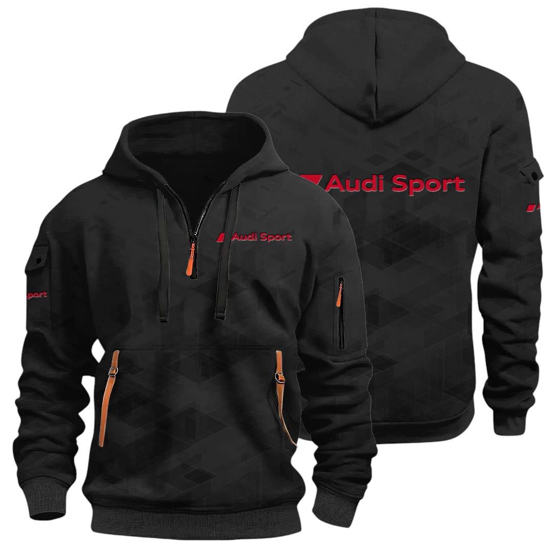 Off-Road Car Half Zip Hoodie All Over Prints Multi Pockets Gift For Fan Y26QZ3H - Black