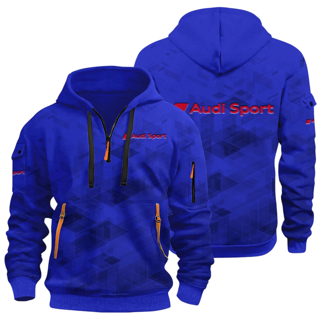 Off-Road Car Half Zip Hoodie All Over Prints Multi Pockets Gift For Fan Y26QZ3H - Blue