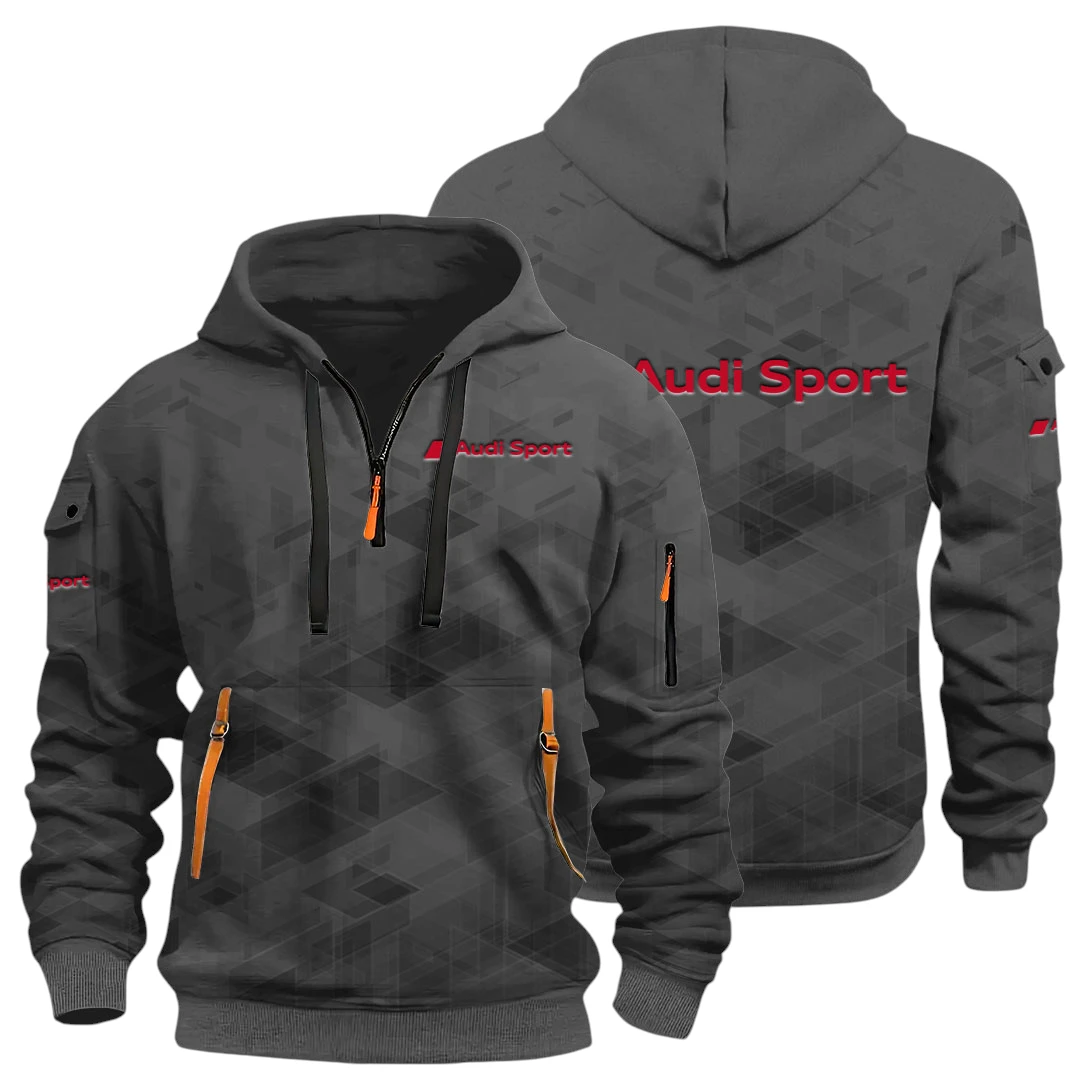 Off-Road Car Half Zip Hoodie All Over Prints Multi Pockets Gift For Fan Y26QZ3H - DarkGrey