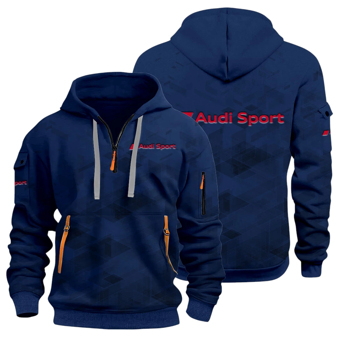 Off-Road Car Half Zip Hoodie All Over Prints Multi Pockets Gift For Fan Y26QZ3H - Navy
