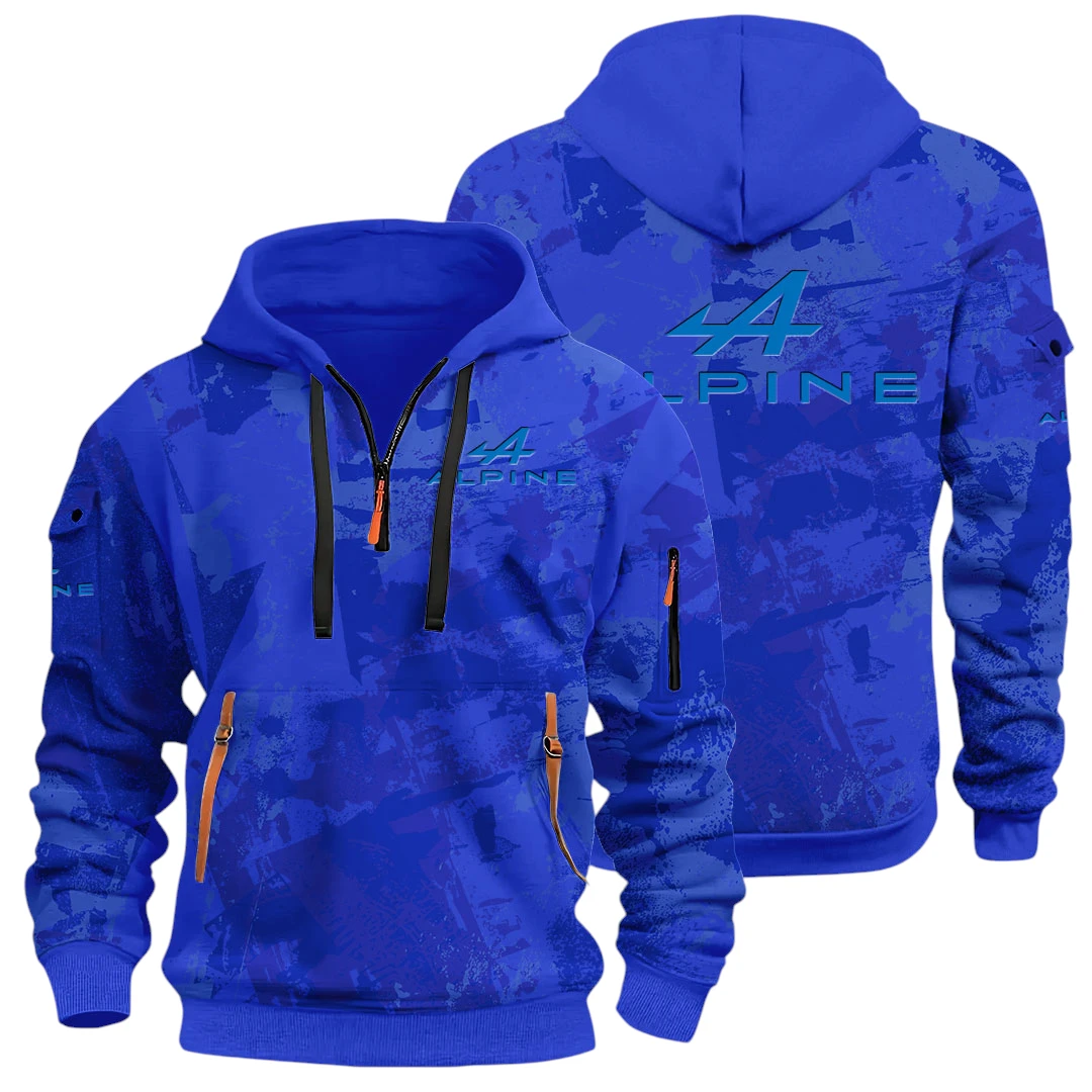 Premium Auto Half Zip Hoodie All Over Prints Sports Hoodie Style Y26QZ3H - Blue