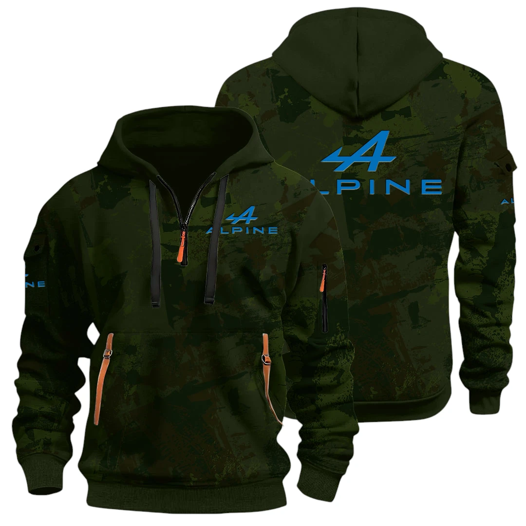 Premium Auto Half Zip Hoodie All Over Prints Sports Hoodie Style Y26QZ3H - Green