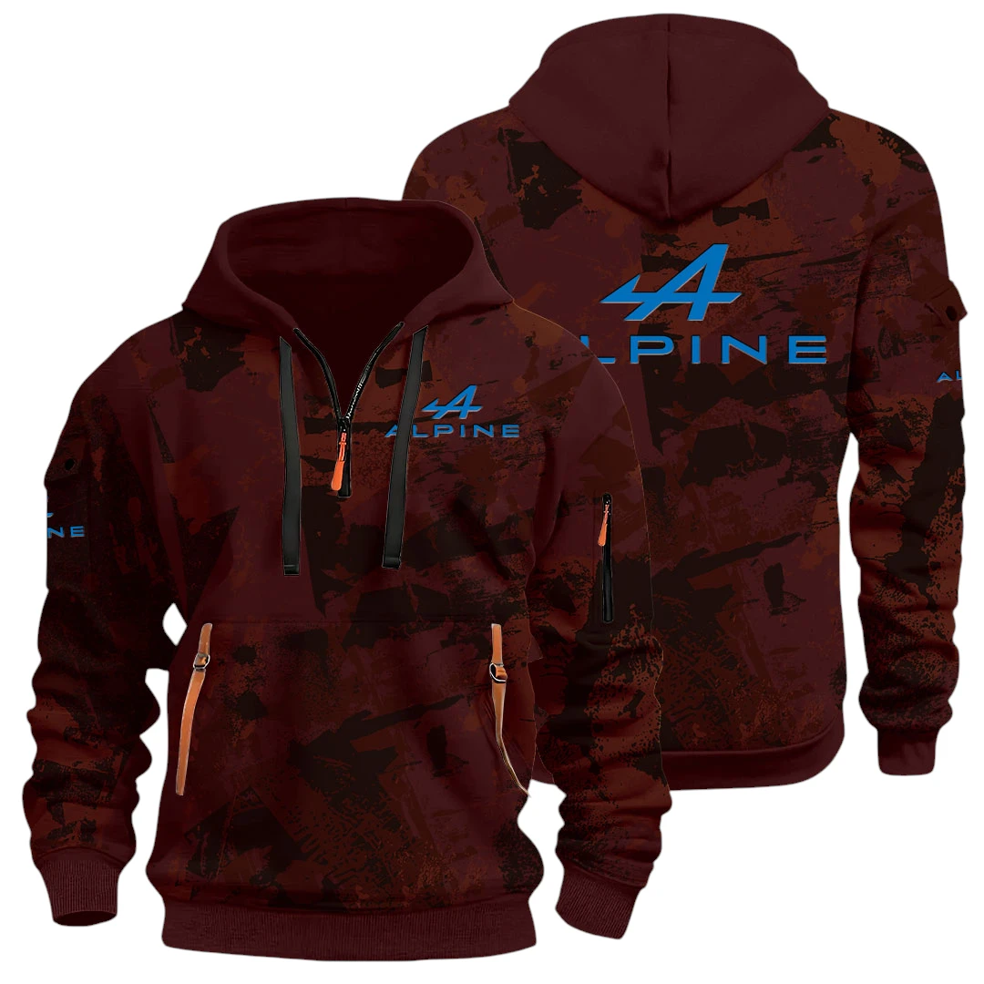 Premium Auto Half Zip Hoodie All Over Prints Sports Hoodie Style Y26QZ3H - Red Wine