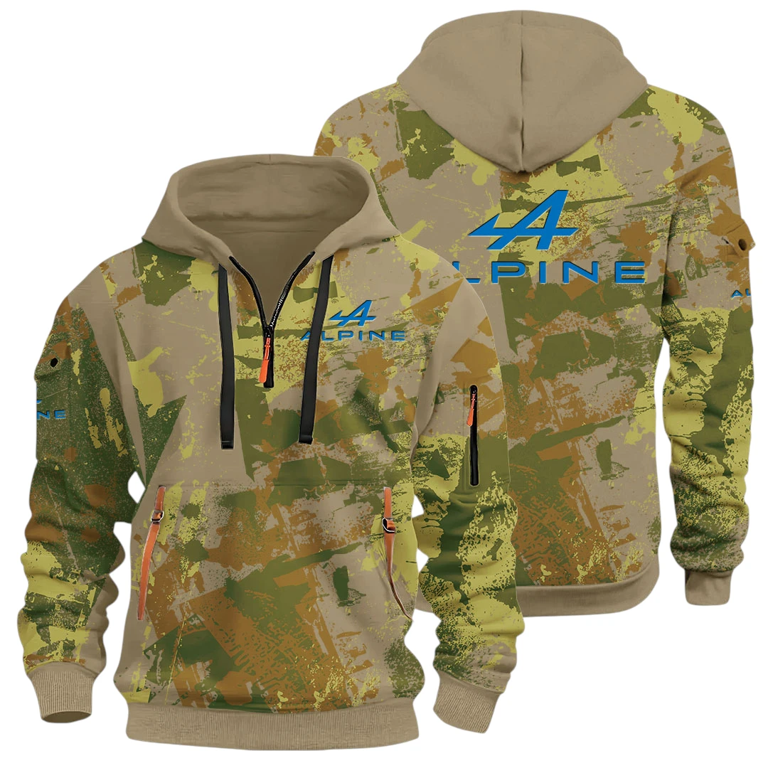 Premium Auto Half Zip Hoodie All Over Prints Sports Hoodie Style Y26QZ3H - Sand