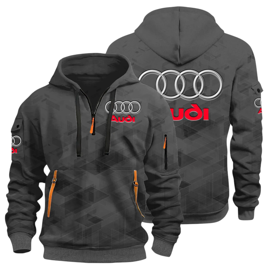 Premium Vehicles Half Zip Hoodie All Over Prints Multi Pockets Gift For Fan Y26QZ3H - DarkGrey