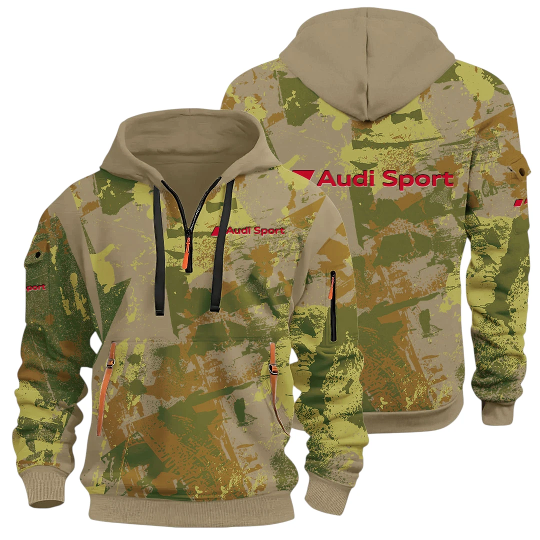 Quattro Sport Car Half Zip Hoodie All Over Prints Sports Hoodie Style Y26QZ3H - Sand