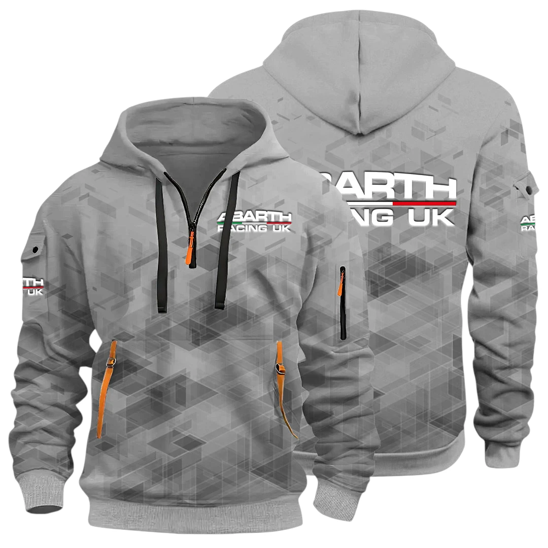 Racing Cars Half Zip Hoodie All Over Prints Multi-Pockets Gift For Fan Y26QZ3H - Grey