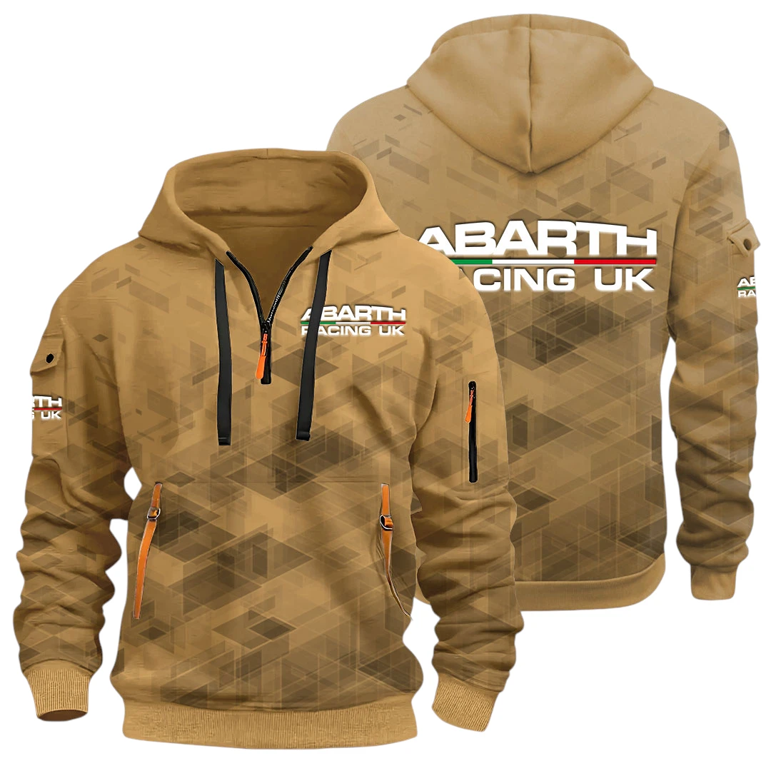 Racing Cars Half Zip Hoodie All Over Prints Multi-Pockets Gift For Fan Y26QZ3H - Khaki