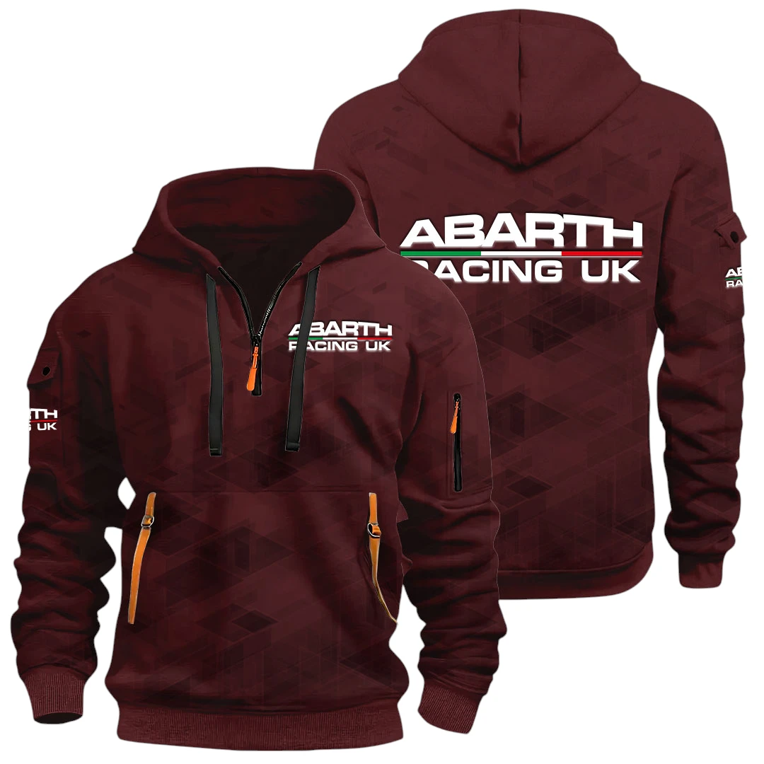 Racing Cars Half Zip Hoodie All Over Prints Multi-Pockets Gift For Fan Y26QZ3H - Red Wine