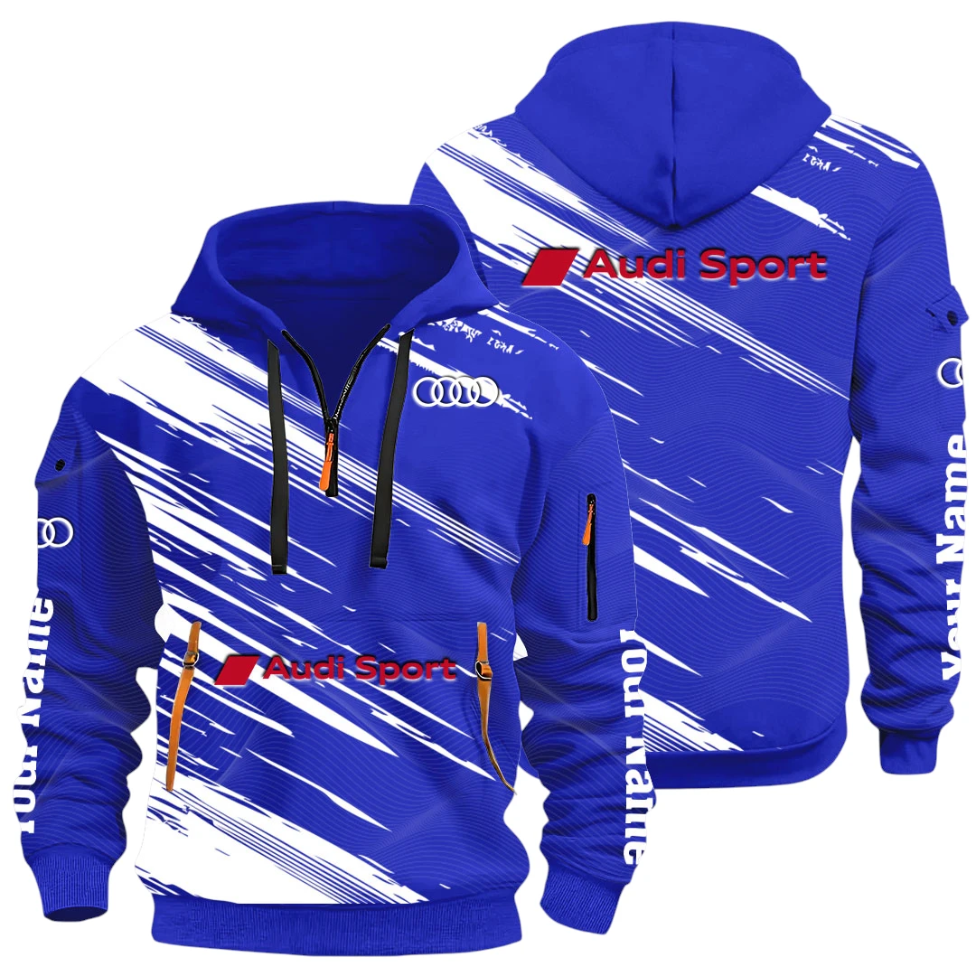 RennSport Half Zip Hoodie All Over Prints, Multi-Pockets Y26QZ3H - Blue