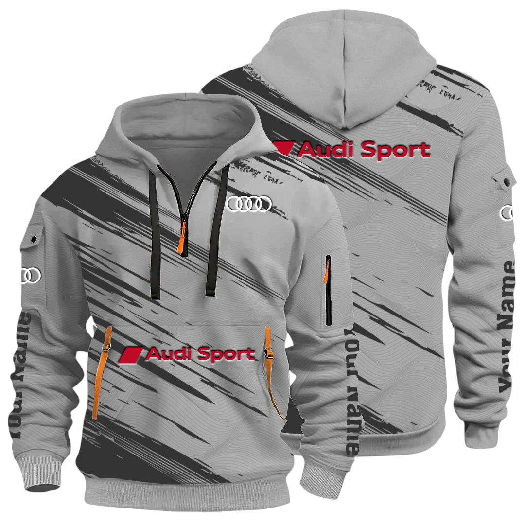 RennSport Half Zip Hoodie All Over Prints, Multi-Pockets Y26QZ3H - Grey