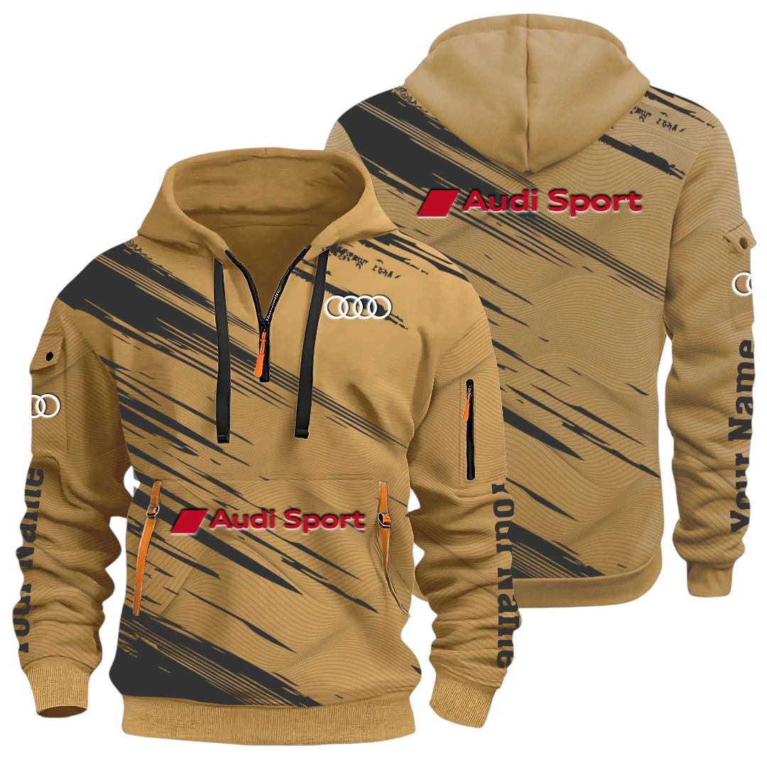 RennSport Half Zip Hoodie All Over Prints, Multi-Pockets Y26QZ3H - Khaki