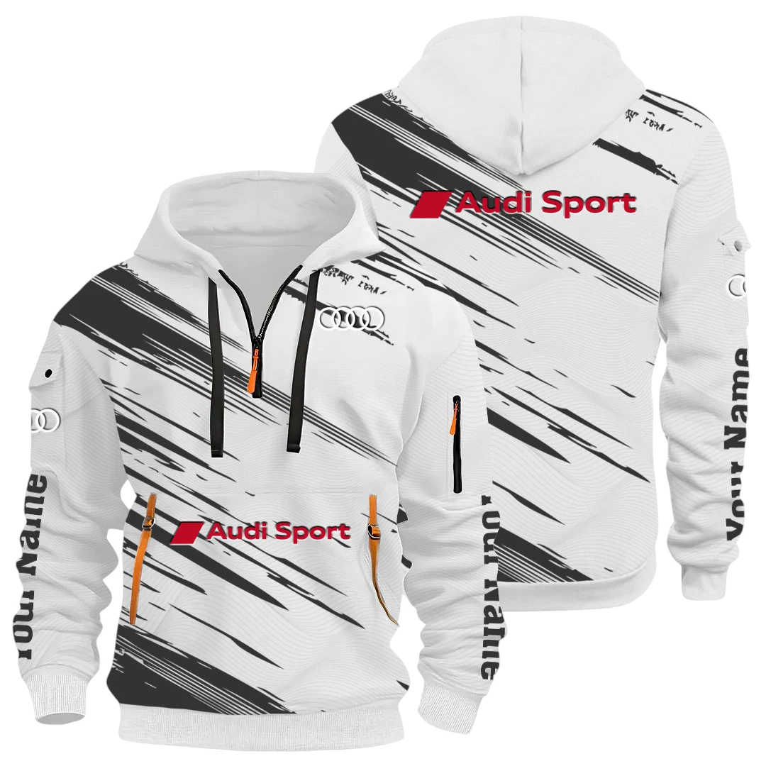 RennSport Half Zip Hoodie All Over Prints, Multi-Pockets Y26QZ3H - White