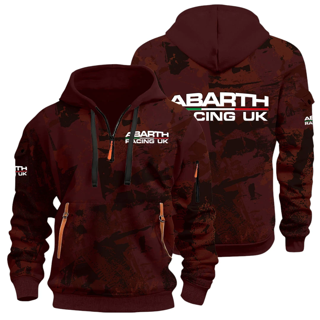 Road Car Half Zip Hoodie All Over Prints Sports Hoodie Style Y26QZ3H - Red Wine