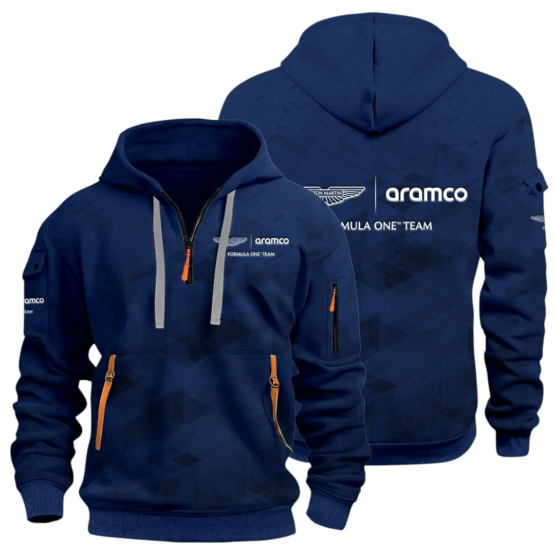 Sport Automotive Half Zip Hoodie All Over Prints Multi Pockets Gift For Fan Y26QZ3H - Navy