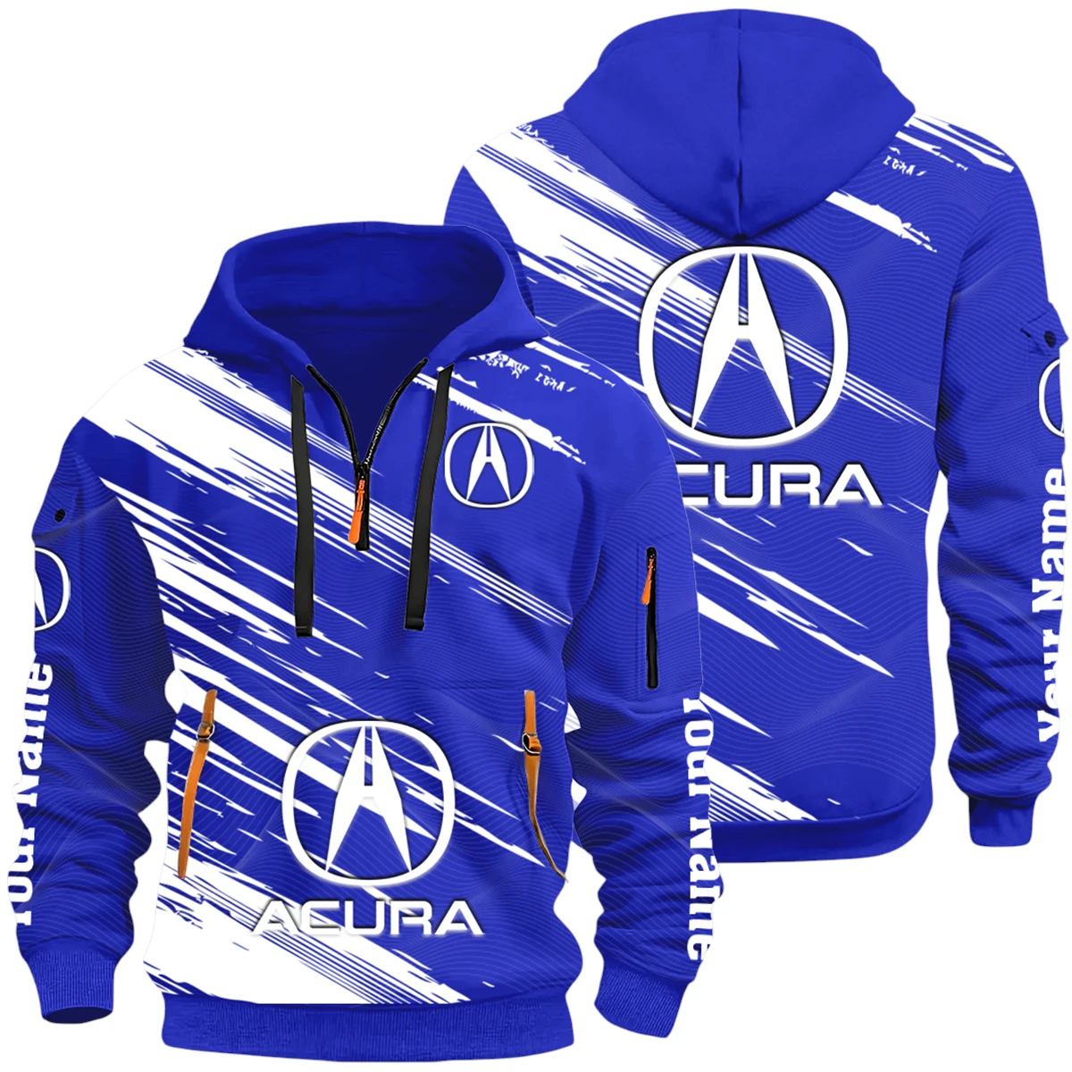 SUV Car Half Zip Hoodie All Over Prints Multi-Pockets Y26QZ3H - Blue