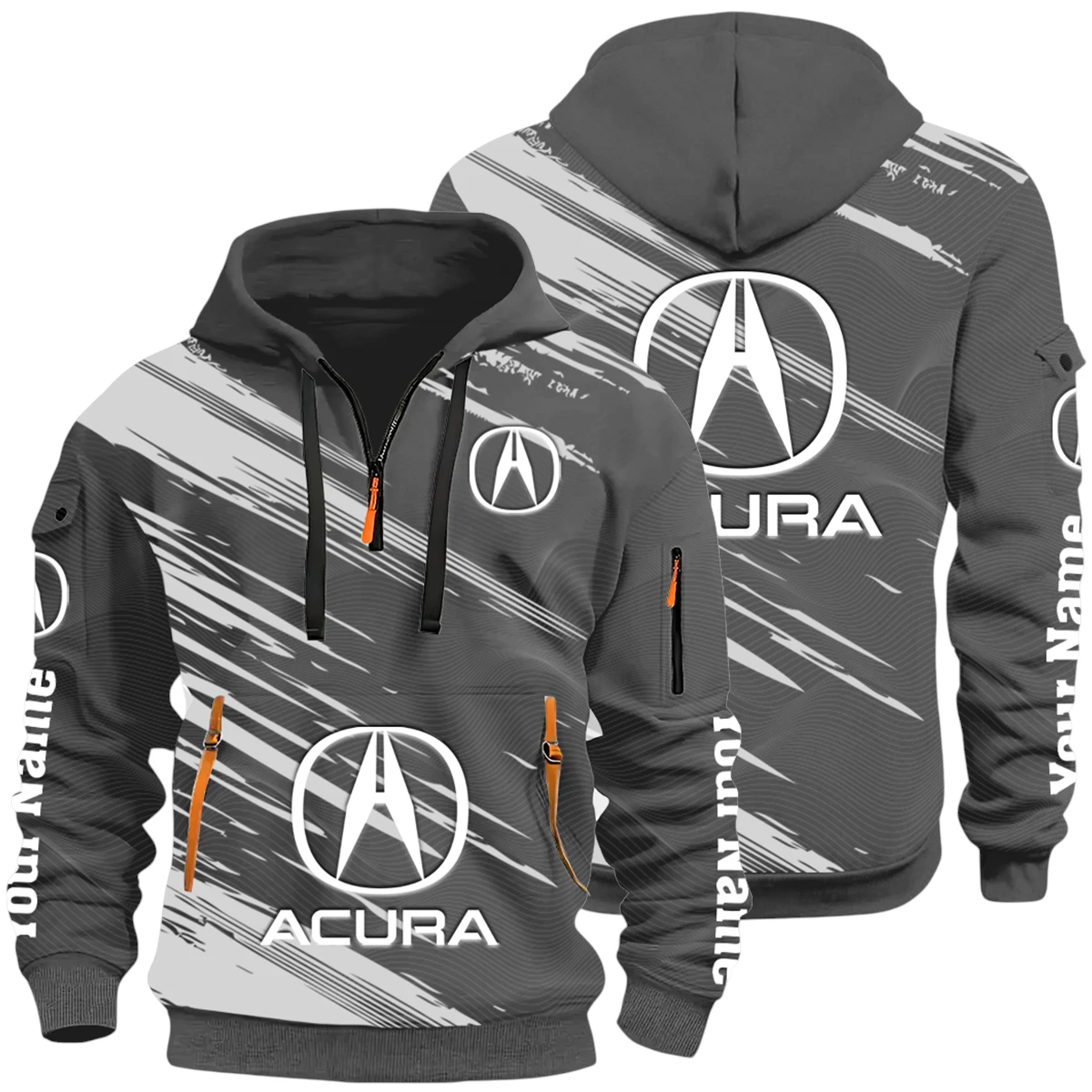 SUV Car Half Zip Hoodie All Over Prints Multi-Pockets Y26QZ3H - DarkGrey