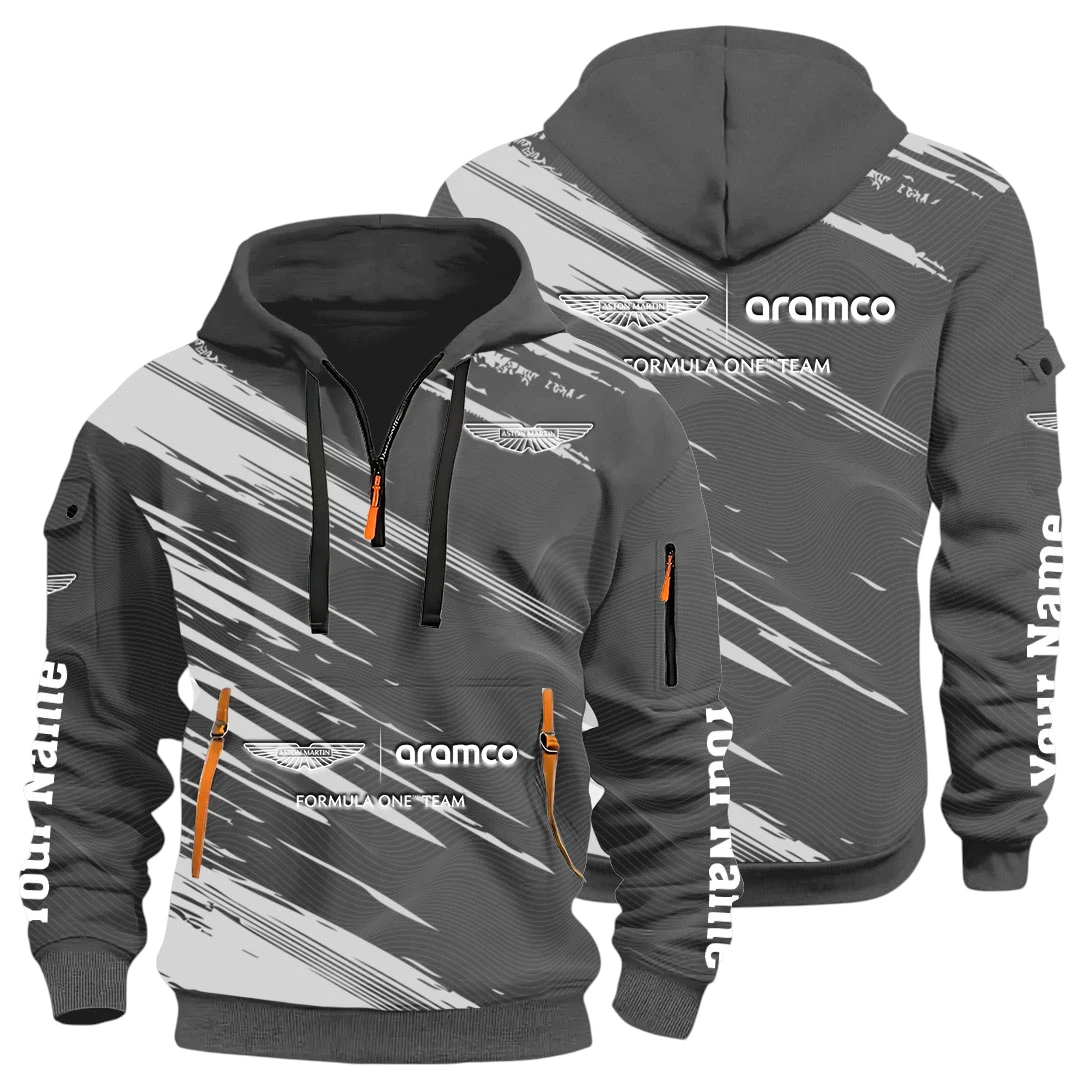 Top Class Car Half Zip Hoodie All Over Prints, Multi-Pockets Y26QZ3H - DarkGrey