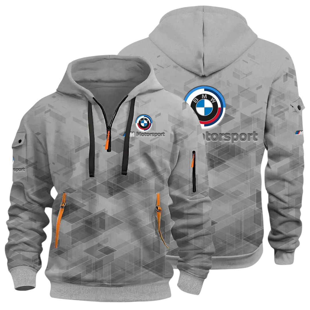 Top Motorsports Half Zip Hoodie All Over Prints Multi Pockets Gift For Fan Y26QZ3H - Grey