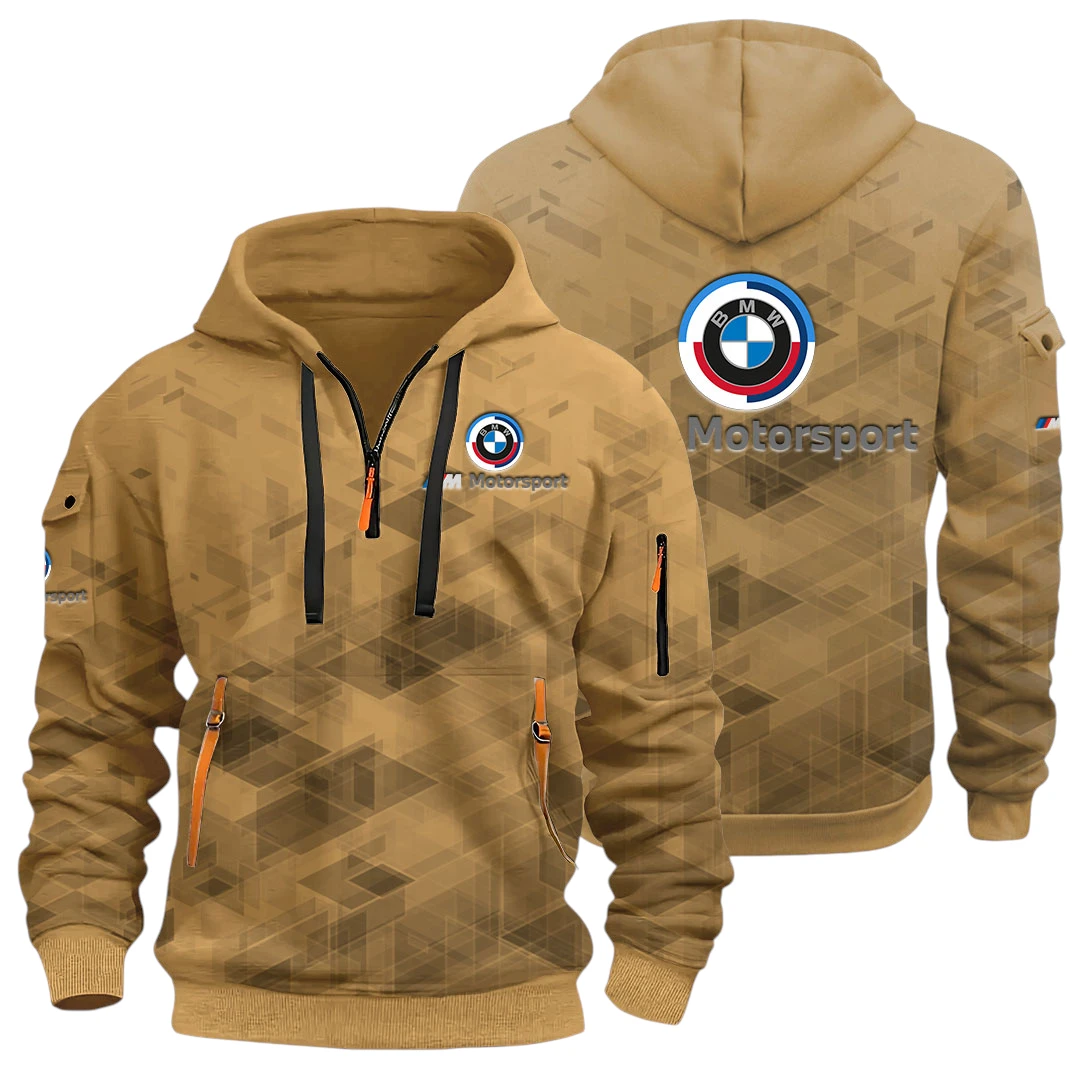 Top Motorsports Half Zip Hoodie All Over Prints Multi Pockets Gift For Fan Y26QZ3H - Khaki