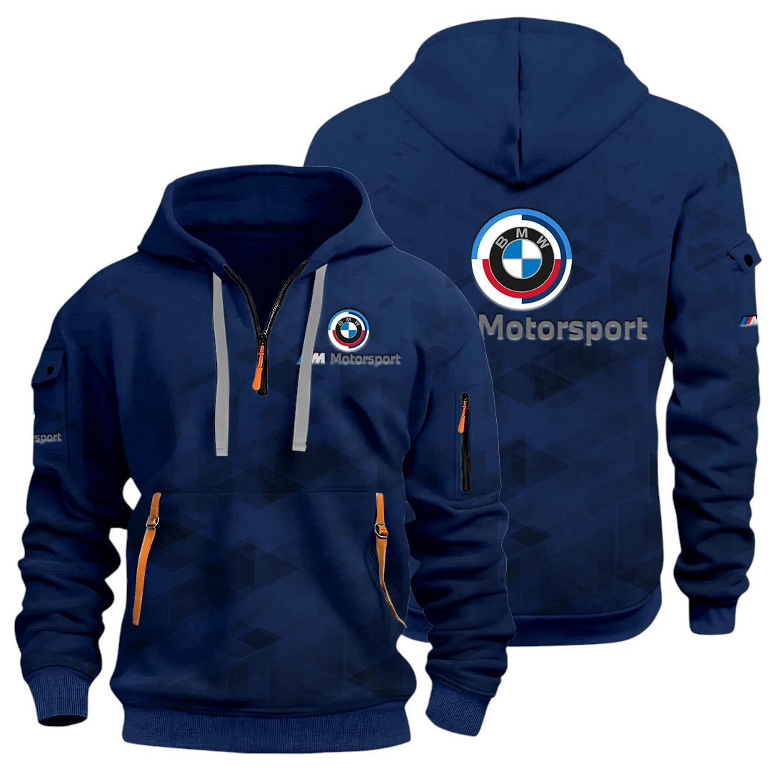 Top Motorsports Half Zip Hoodie All Over Prints Multi Pockets Gift For Fan Y26QZ3H - Navy