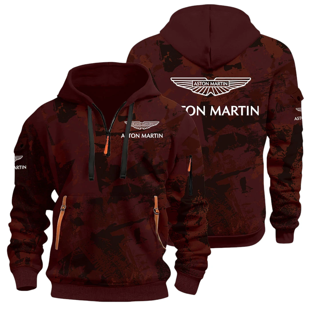 Ultra-Luxury Coupe Half Zip Hoodie All Over Prints Sports Hoodie Style Y26QZ3H - Red Wine
