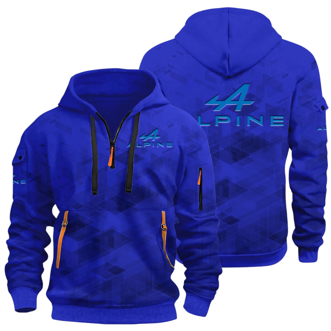 Vehicles Half Zip Hoodie All Over Prints Multi Pockets Gift For Fan Y26QZ3H - Blue