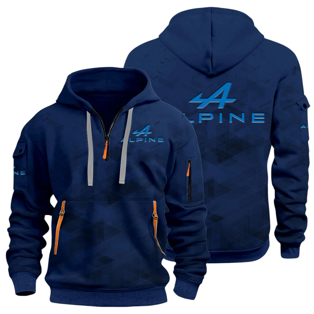 Vehicles Half Zip Hoodie All Over Prints Multi Pockets Gift For Fan Y26QZ3H - Navy